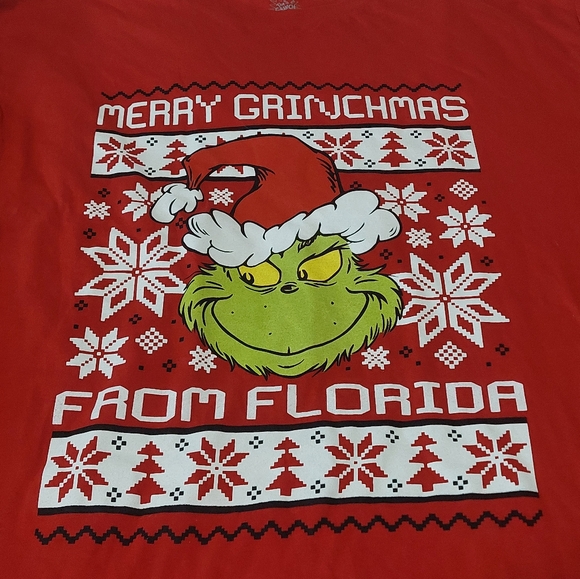 NWOT "Merry Grinchmas Christmas From Florida" T-Shirt Large L/S - Picture 1 of 4